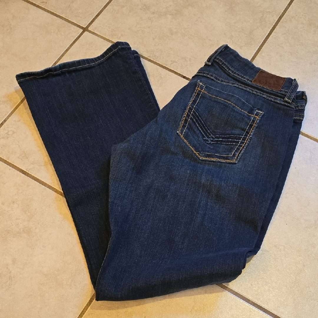 Bke Wendi Bootcut Jeans In Dark Blue Stretch Denim